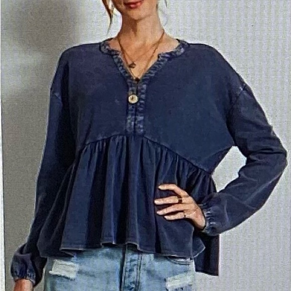 Easel Los Angeles Tops - Easel Mineral Wash Thermal Babydoll Top